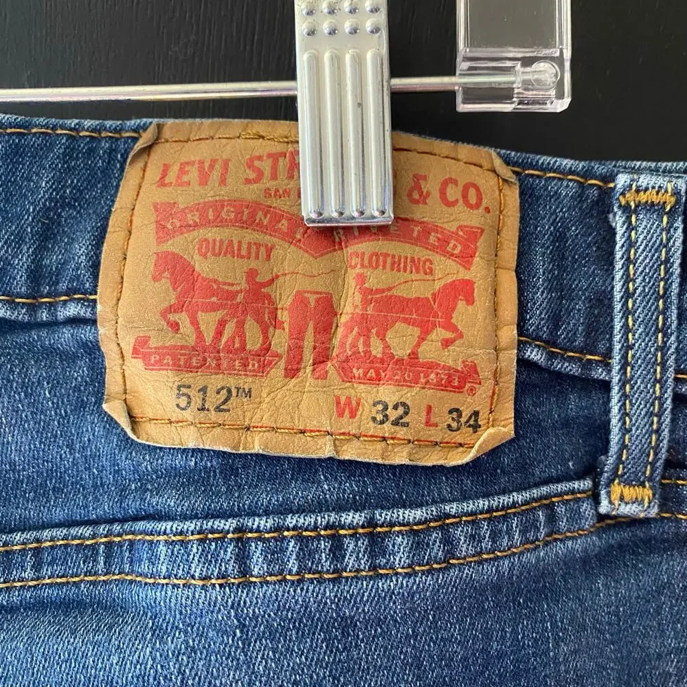 Levi's 512 Jeans Medium Dark Wash blue Men's Size 32 x 34 Slim Taper Jeans